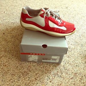 Red/Gray Prada shoes